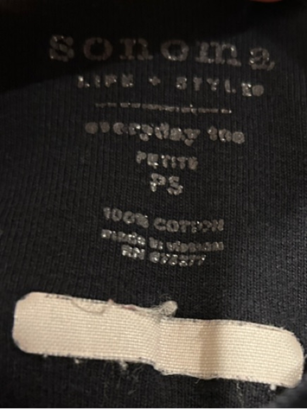 Sonoma Life + Style Women's Long-Sleeve Crew Tee - Black Size Petite Small - Picture 2 of 5